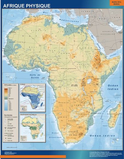 Mapa Africa Fisico enmarcado plastificado