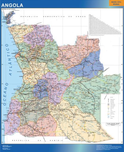 Mapa Angola enmarcado plastificado