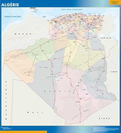 Mapa Argelia enmarcado plastificado