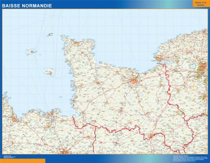 Mapa Baisse Normandie en Francia enmarcado plastificado