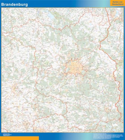 Mapa Brandenburgo enmarcado plastificado