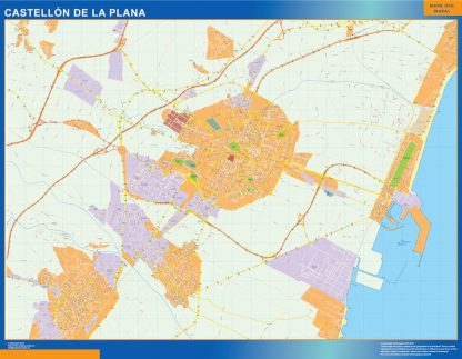Mapa Castellon de la Plana callejero enmarcado plastificado
