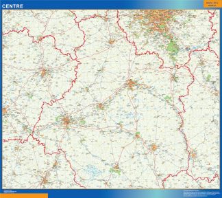 Mapa Centre en Francia enmarcado plastificado