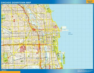 Mapa Chicago downtown enmarcado plastificado