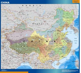 Mapa China enmarcado plastificado
