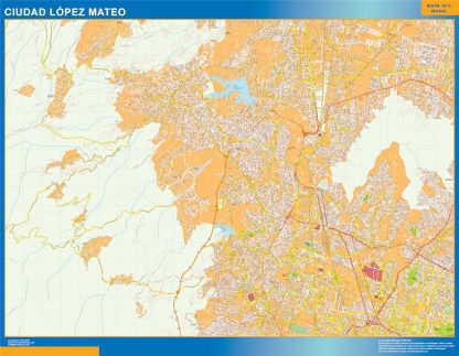 Mapa Ciudad Lopez Mateo en Mexico enmarcado plastificado