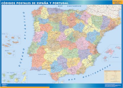 Mapa Espana Codigos Postales enmarcado plastificado