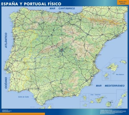 Mapa Espana Fisico enmarcado plastificado