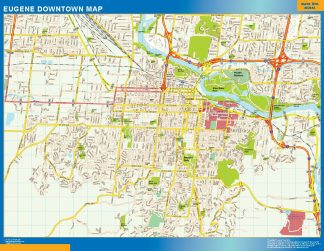Mapa Eugene downtown enmarcado plastificado