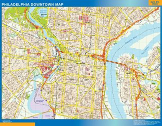 Mapa Filadelfia downtown enmarcado plastificado