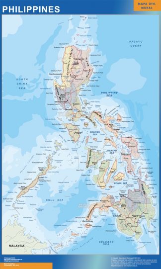 Mapa Filipinas enmarcado plastificado