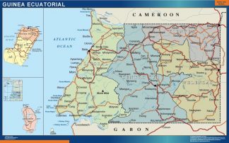 Mapa Guinea Ecuatorial enmarcado plastificado