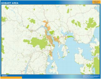 Mapa Hobart Area Australia enmarcado plastificado