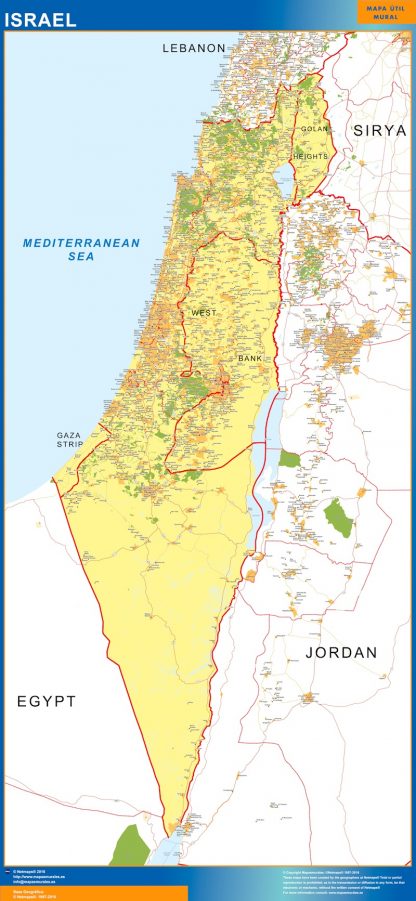 Mapa Israel enmarcado plastificado