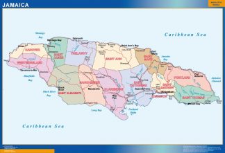 Mapa Jamaica enmarcado plastificado