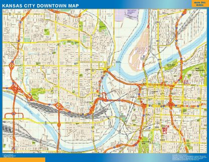 Mapa Kansas City downtown enmarcado plastificado