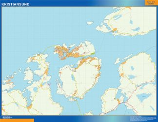 Mapa Kristiansund en Noruega enmarcado plastificado