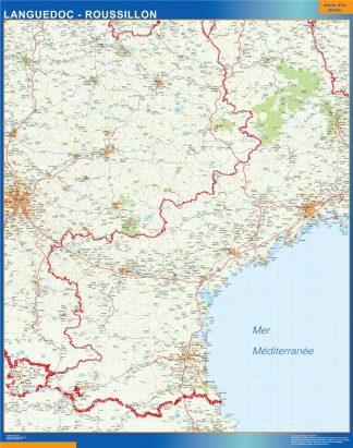 Mapa Languedoc Roussillon en Francia