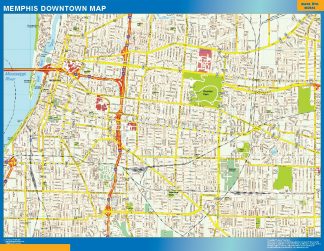 Mapa Memphis downtown enmarcado plastificado