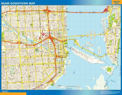 Mapa Miami downtown enmarcado plastificado