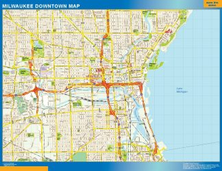 Mapa Milwaukee downtown enmarcado plastificado