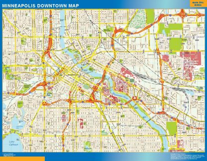 Mapa Minneapolis downtown enmarcado plastificado