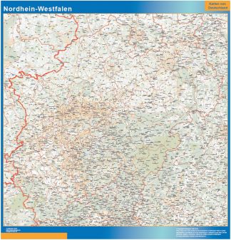 Mapa Nordrhein-Westfalen enmarcado plastificado