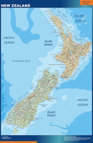 Mapa Nueva Zelanda enmarcado plastificado