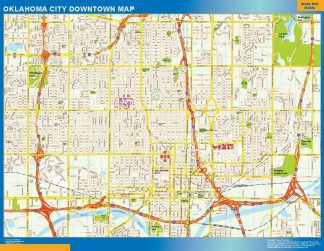 Mapa Oklahoma City downtown enmarcado plastificado