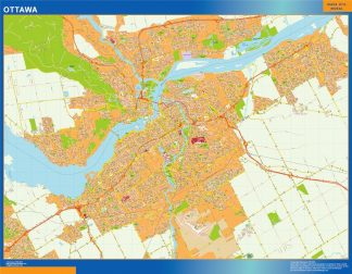 Mapa Ottawa en Canada enmarcado plastificado