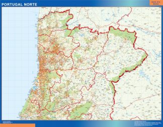 Mapa Portugal norte carreteras enmarcado plastificado