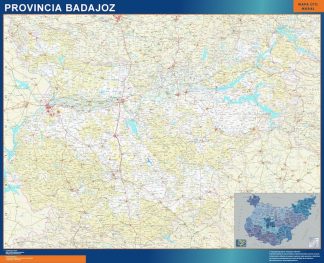 Mapa Provincia Badajoz enmarcado plastificado