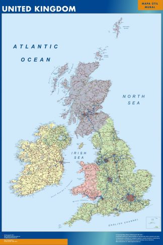 Mapa Reino Unido enmarcado plastificado