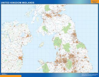 Mapa Reino Unido Midlands carreteras