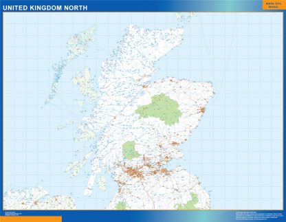 Mapa Reino Unido Norte carreteras