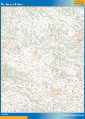 Mapa Sachsen-Anhalt enmarcado plastificado