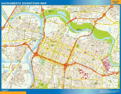 Mapa Sacramento downtown enmarcado plastificado