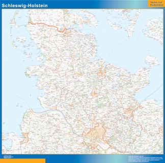 Mapa Schleswig-Holstein enmarcado plastificado