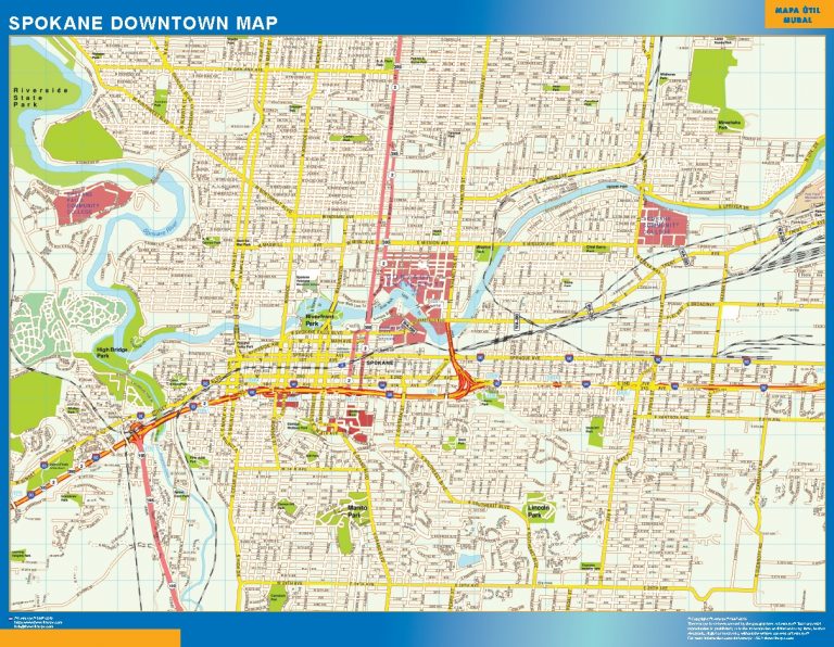 Mapa Spokane downtown