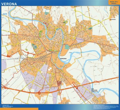 Mapa Verona enmarcado plastificado