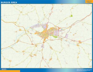 Mapa carreteras Burgos Area enmarcado plastificado