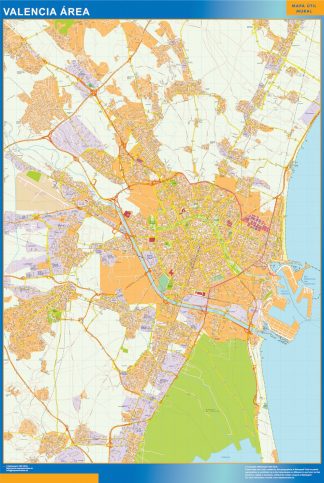 Mapa carreteras Valencia Area enmarcado plastificado