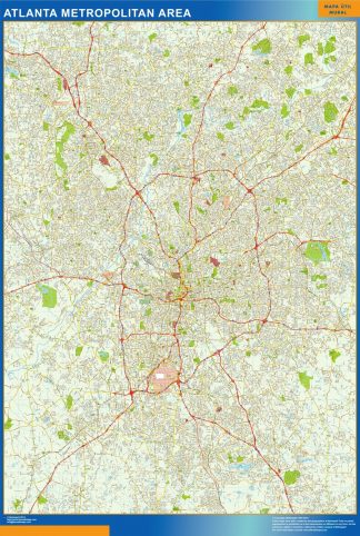 Mapa de Atlanta enmarcado plastificado