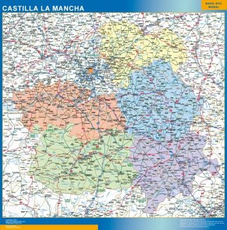 Mapa de Castilla La Mancha enmarcado plastificado
