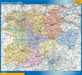 Mapa de Castilla y Leon enmarcado plastificado