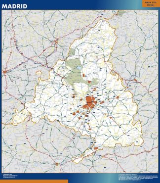Mapa de Comunidad Madrid enmarcado plastificado