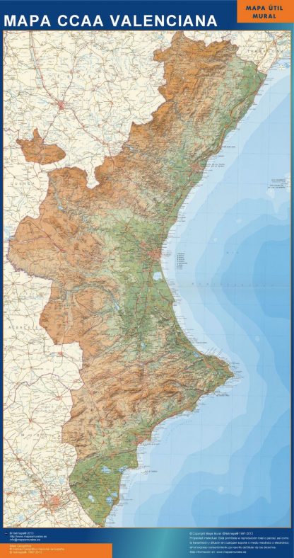 Mapa de Comunidad Valenciana relieve