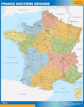 Mapa de Francia regional con carreteras