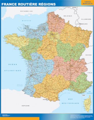 Mapa de Francia regional con carreteras