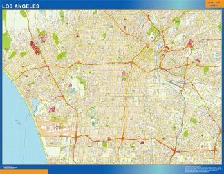 Mapa de Los Angeles enmarcado plastificado